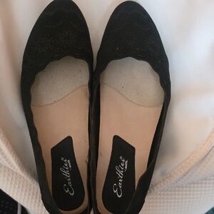 Earthies Black Floral Cutout Loafers